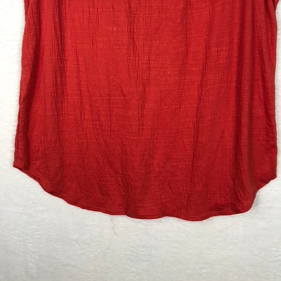 Max Studio Blouse 1X Orange Red Tank Top Crochet Flowy Pleated V Neck Sleeveless - Picture 4 of 10